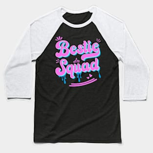 Bestie Squad Engagement Party Bride Friend Cute Pink Blue Baseball T-Shirt